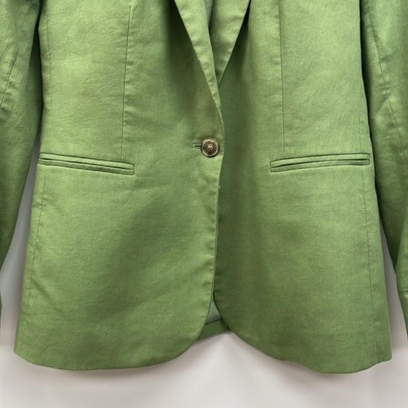 J. Crew Linen Blend Single Breasted Blazer Jacket Coastal Minimalist Green 4 - Picture 3 of 8
